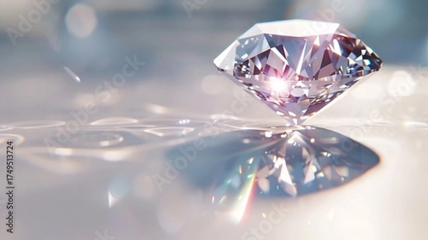 Fototapeta Gleaming diamond reflecting light, a symbol of lasting beauty value