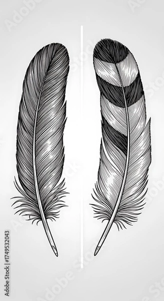 Fototapeta Detailed Feather Illustrations - Intricate Designs and Textures.