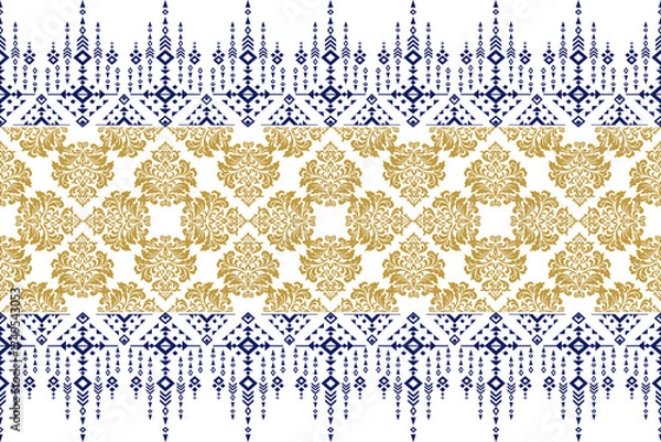 Fototapeta Seamless Damask Pattern, Vector Background, Decorative Wallpaper, Art, Ornament, Fabric, Vintage.
