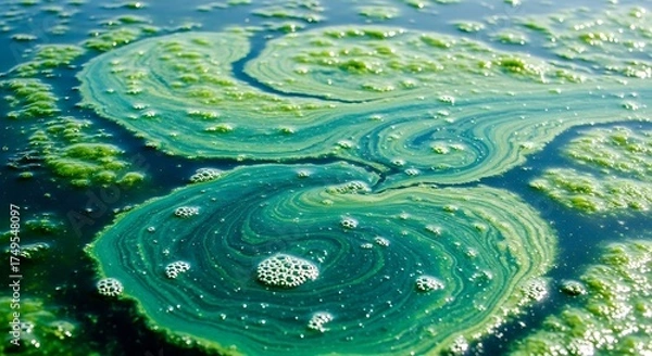 Obraz Cyanobacteria Bloom - A Toxic Algae Overgrowth in Water.