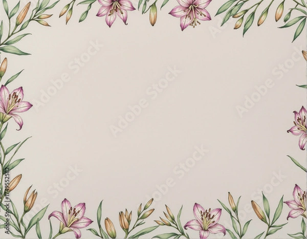 Obraz Elegant Peruvian Lily Floral Border
