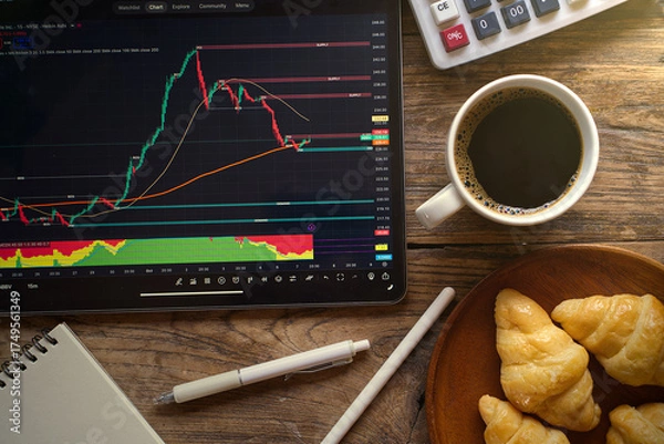 Obraz business graph on a laptop
