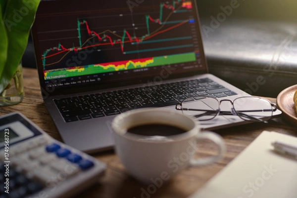 Obraz laptop and coffee cup