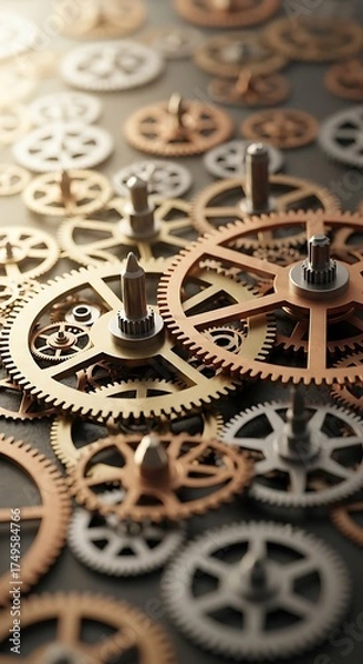 Obraz Intricate Clockwork - A Detailed Study of Gears and Mechanisms.