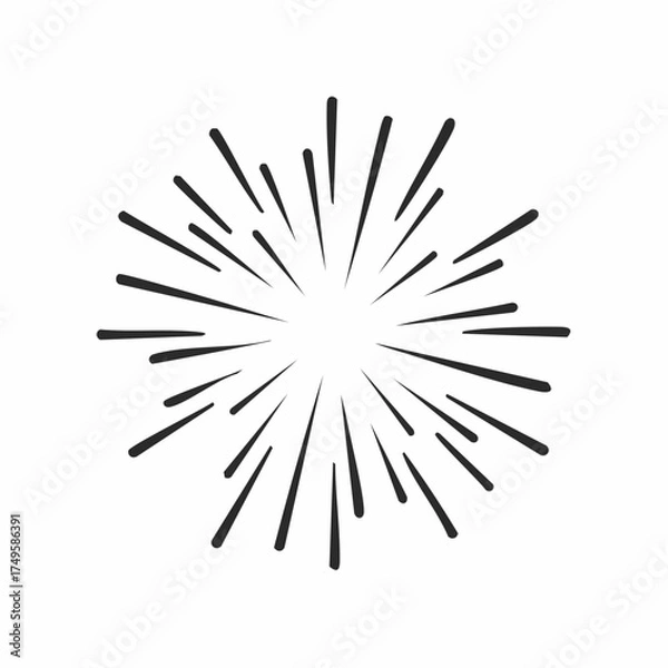 Fototapeta Abstract radial burst design with radiating lines on a white background