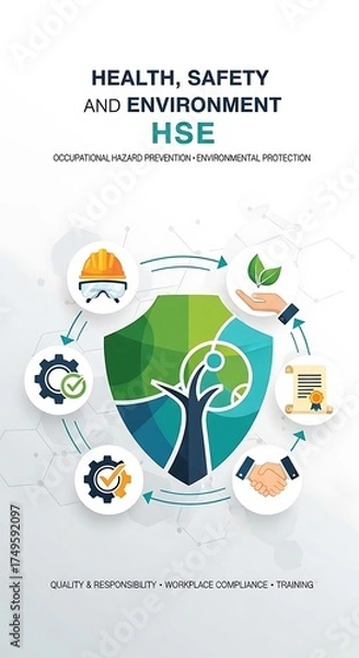 Obraz Health, Safety, and Environment HSE Concept - Occupational Health and Environmental Protection.