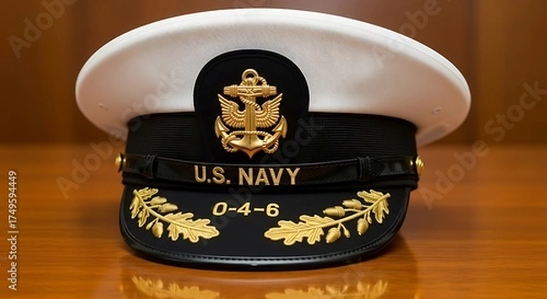 Obraz Close-up of a U.S. Navy Officers Hat.