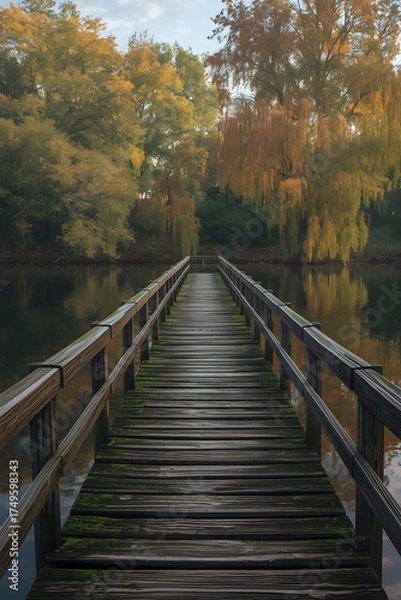 Obraz wooden bridge over the river