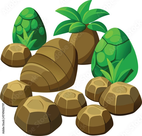 Fototapeta Jungle reals tick stone on a white background