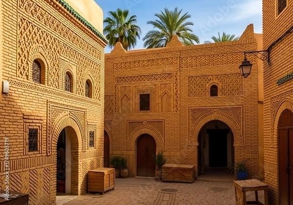 Fototapeta Marrakech Medina Architecture - A Glimpse into Moroccan Heritage.