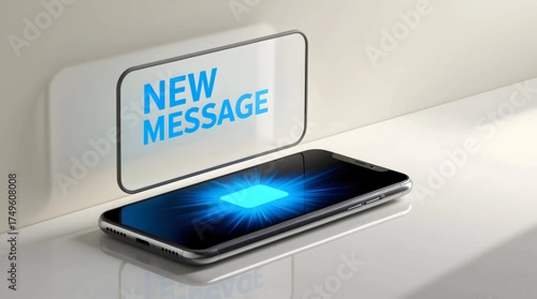Obraz Modern Smartphone Displaying a New Message Notification