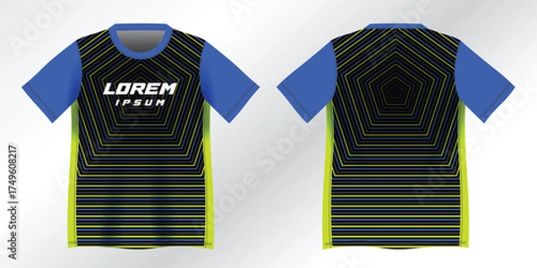 Fototapeta abstract blue and yellow background pattern for sport jersey design mockup