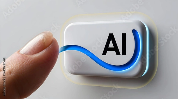 Obraz Finger Activating an AI Button, Futuristic Technology Concept