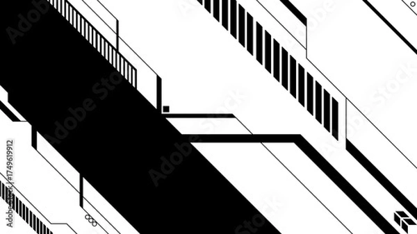 Fototapeta Cybernetic background. Futuristic interface with abstract geometric elements. Abstract technological design in cyberpunk style, digital graphics, high-tech interface.