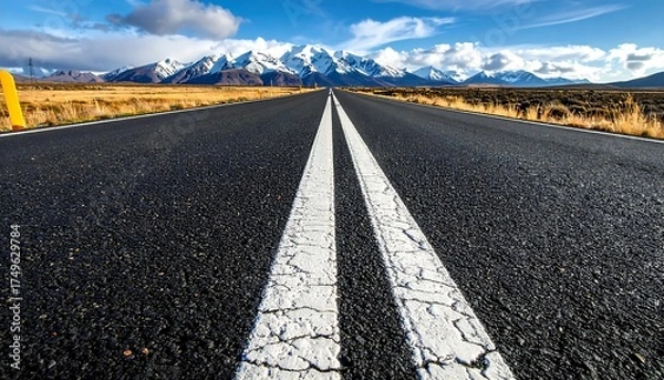 Obraz Empty Road Leading to Mountains.