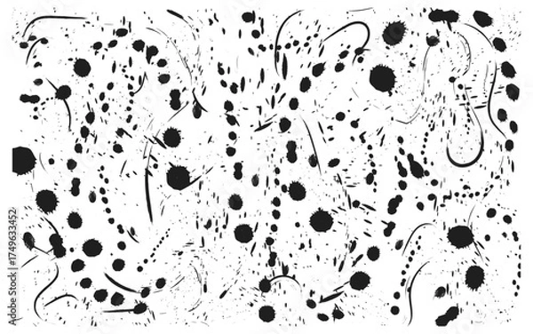 Fototapeta Abstract swirl ink art, Modern fluid dot design, Black white artistic flow