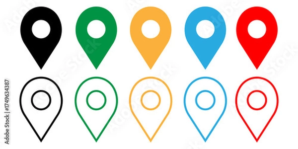 Fototapeta location pin icons set colorful map markers PNG