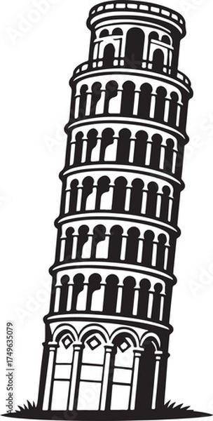 Fototapeta Leaning Tower of Pisa Silhouette Vector