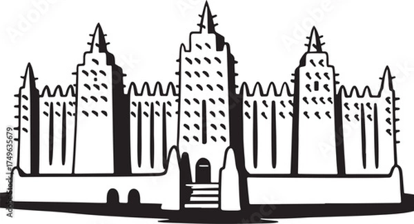 Fototapeta Great Mosque of Djenné Silhouette Vector