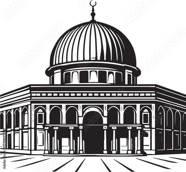 Obraz Dome of the Rock Silhouette Vector