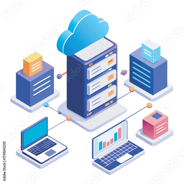 Fototapeta Cloud Computing and Network Infrastructure