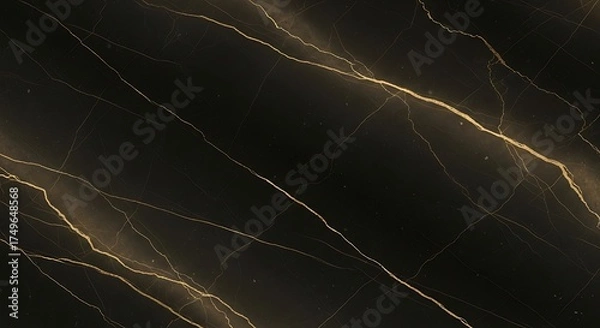 Fototapeta Dark marble texture with golden veins, creating a luxurious and elegant look