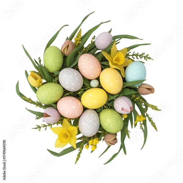 Obraz easter eggs and flowers