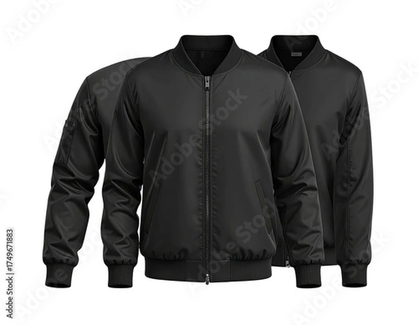 Fototapeta Three black bomber jackets
