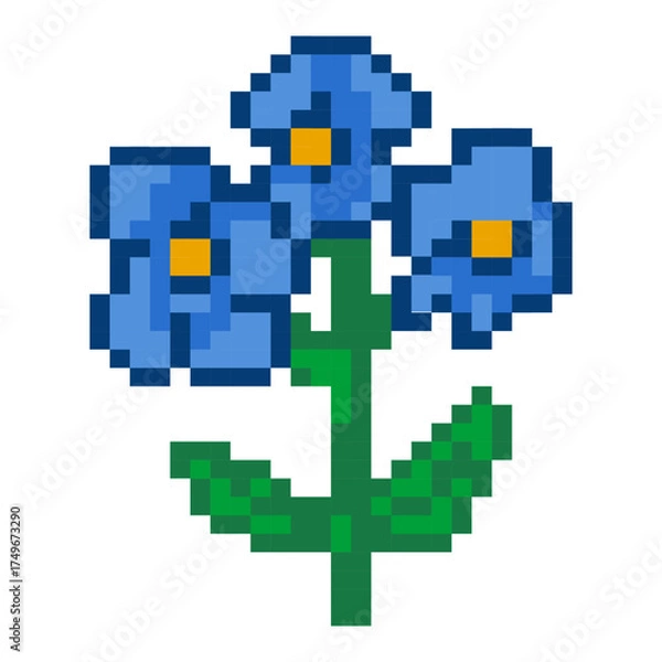 Obraz Blue Flower Blossom Pixel Art