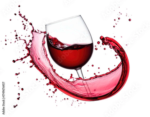 Obraz Red wine glass with splash
