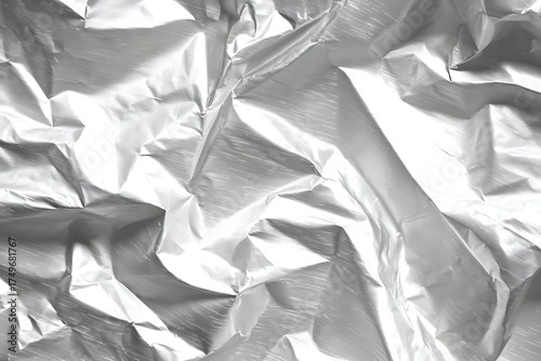 Fototapeta Stunning silver foil background with dynamic light reflecting, perfect for adding a modern, sleek touch to your next design project or innovative concept