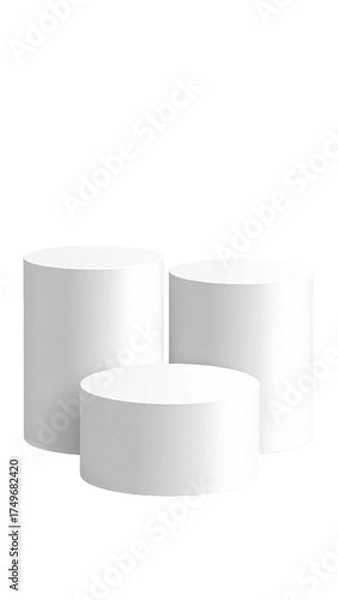 Fototapeta Three white cylinders, various sizes