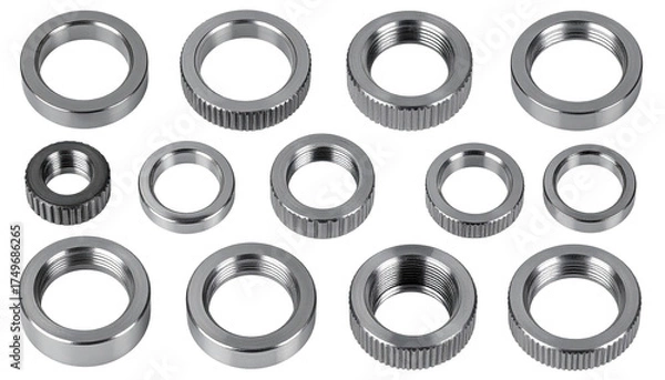 Obraz Set of circular metal nuts