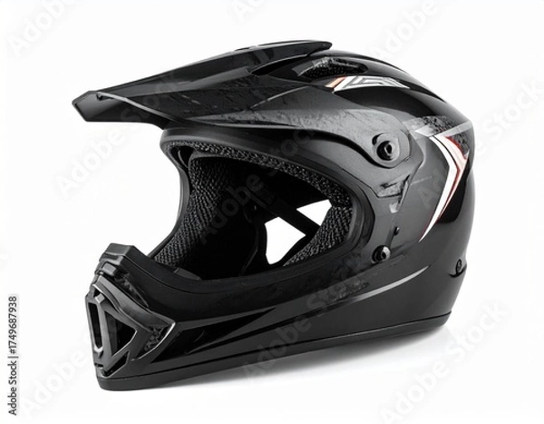 Fototapeta High-resolution photo of motocross helmet isolated on white background