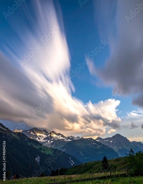 Fototapeta Mountain Scenery with Dramatic Clouds.