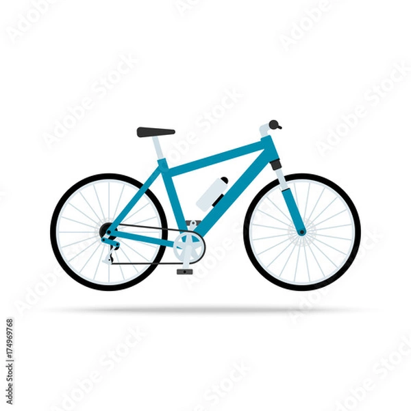 Fototapeta Blue bicycle flat icon. Bike Vector isolated on white background. Flat vector illustration in black. EPS 10