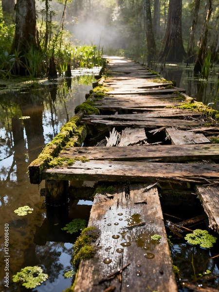 Obraz wooden bridge over the river