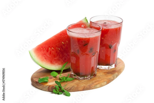 Obraz Watermelon drink in glasses with slice