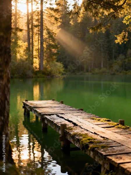 Obraz wooden bridge in the lake