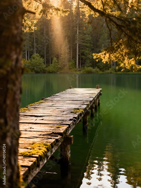 Obraz wooden bridge over the river