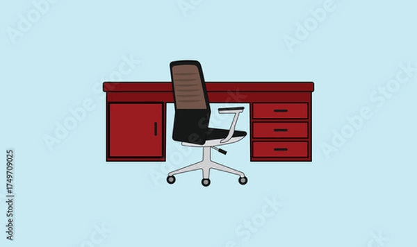 Obraz Office table and chair vector illustration