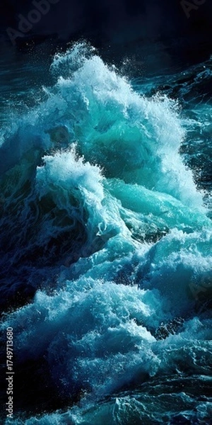 Fototapeta Turbulent Ocean Waves Crashing with Force and Power.