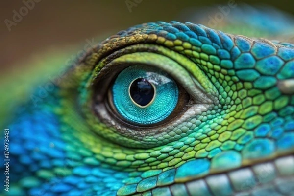 Obraz Close-Up of a Vibrant Blue Iris in a Lizard's Eye Detail