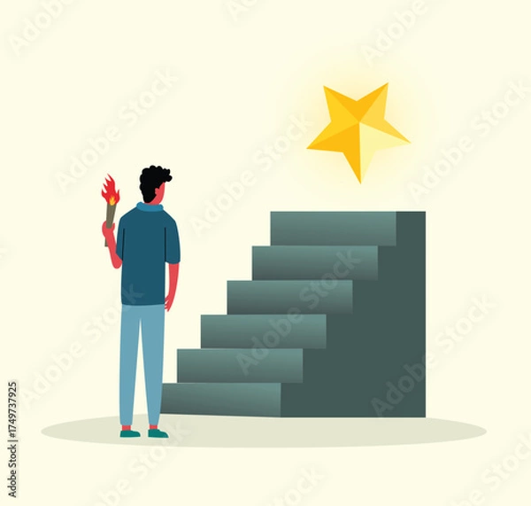 Fototapeta Path to Achievement Guiding Light Towards Success