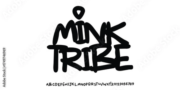 Fototapeta Groovy Font. Graffiti Font. Creative Hand Drawn Uppercase and Number. Street Art Classic Lettering Fashion Designs Typography modern serif  decorative vintage concept vector illustration