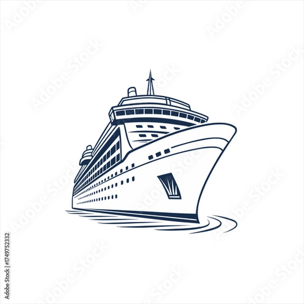 Obraz Stylized illustration of a large cruise ship sailing on water