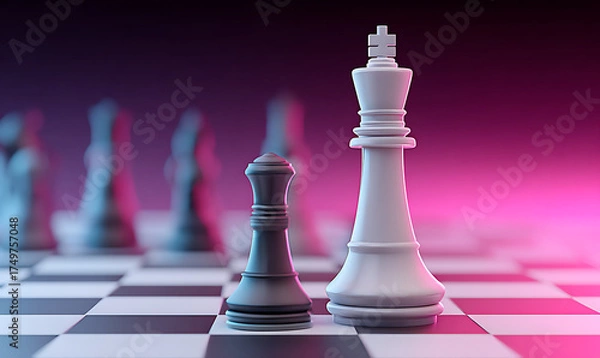 Obraz Chess pieces arrayed against transparent background