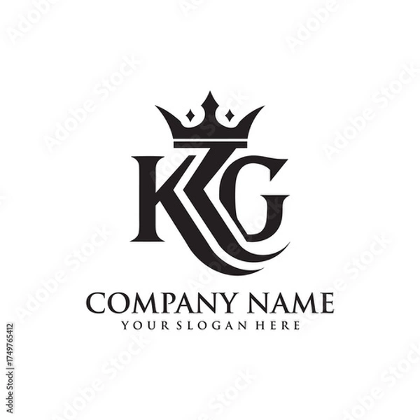 Fototapeta Elegant KG Monogram Logo with Royal Crown