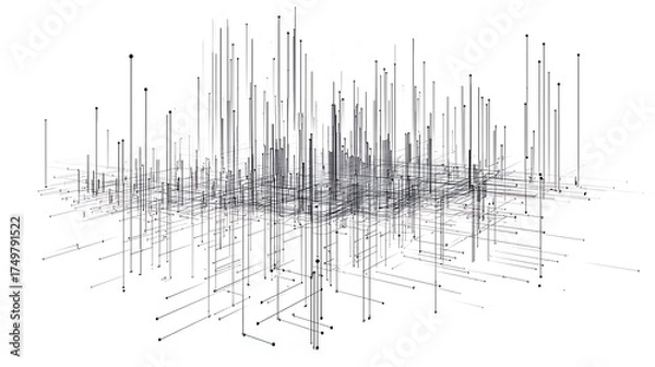 Obraz A cityscape with many tall buildings and a lot of lines
