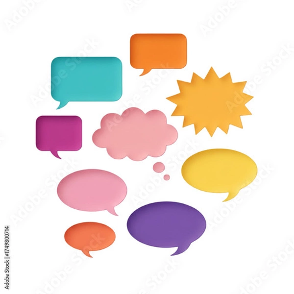 Obraz Rounded Comic Speech Bubbles in Soft Colors